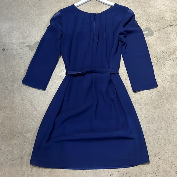 A/X Armani Exchange Dark Blue Chiffon Pleated Tie-Waist Dress - Picture 2 of 11